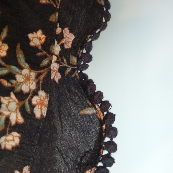 American Eagle Black Floral Halter Smock Romper - Picture 5 of 8